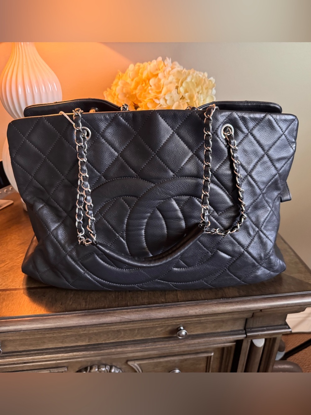 Classic vintage Chanel logo tote